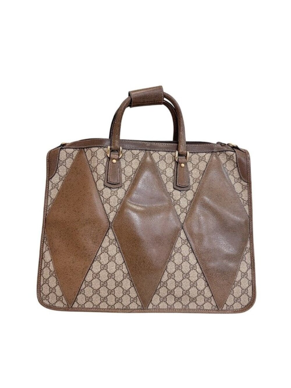 Gucci GG Pattern Leather Business Bag Brown